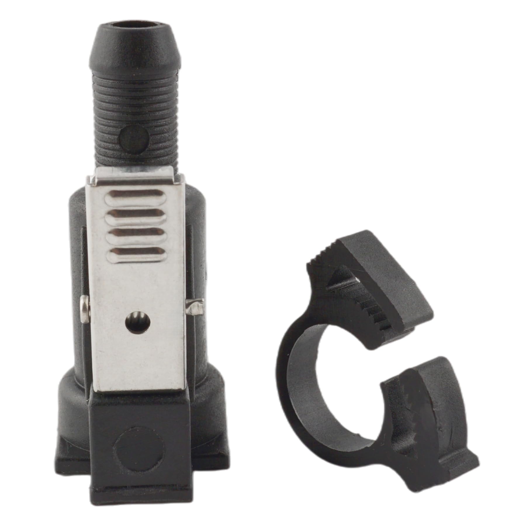 SeaSierra connector installed on 3/8" fuel hose demonstrating secure fit