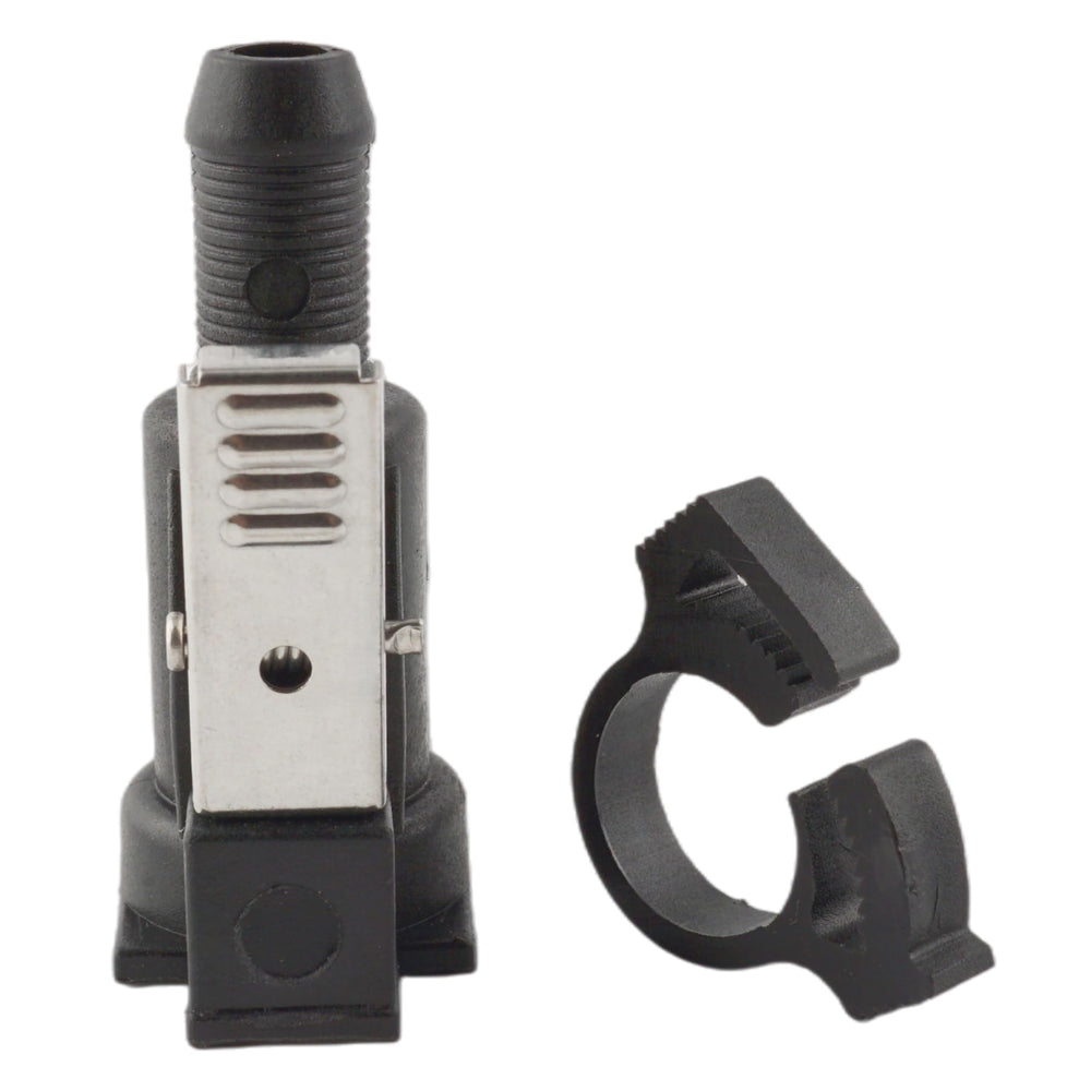 SeaSierra connector installed on 3/8" fuel hose demonstrating secure fit