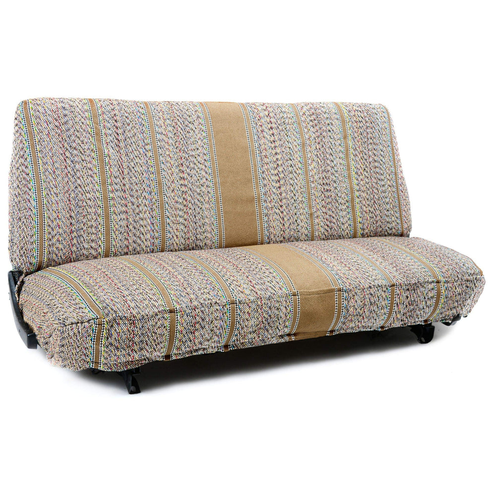 Seat Covers Unlimited front view of tan bench cover showing full protection