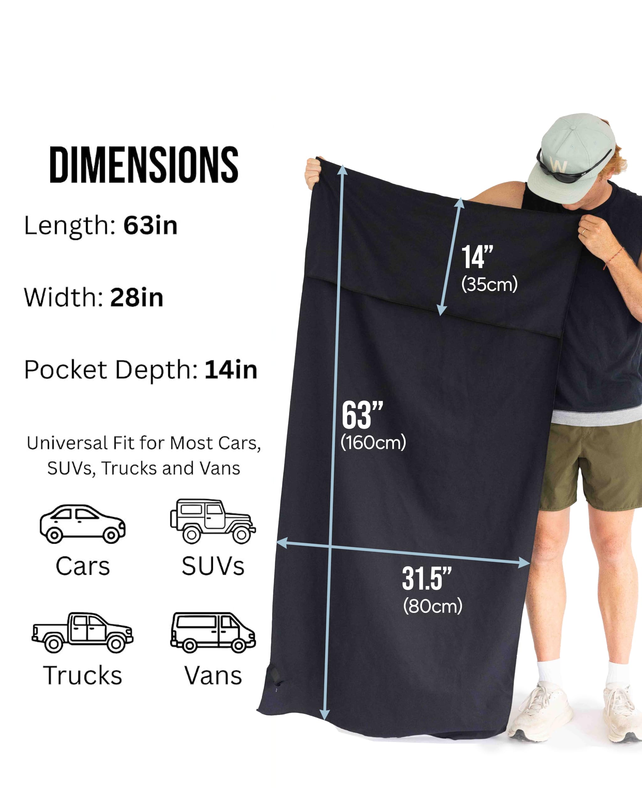 Seat Hoodie after beach use showing brand repels sand and dirt