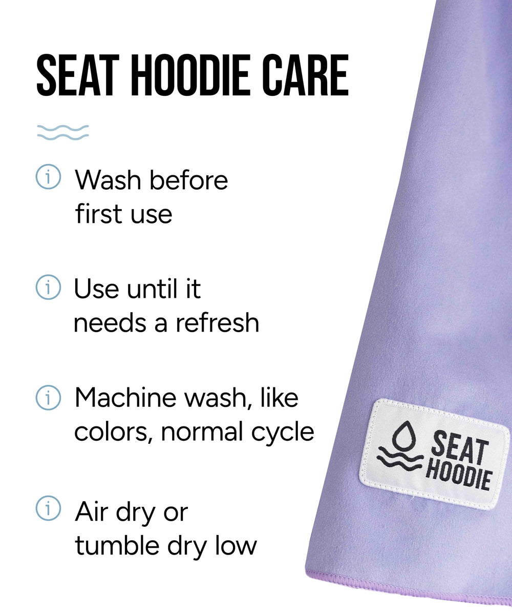 Seat Hoodie in washing machine showing brand is machine washable