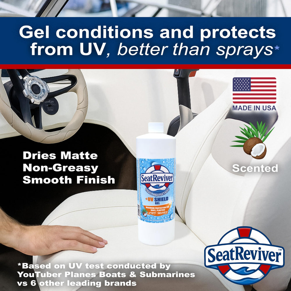 Seat Reviver bottle beside measuring cup for precise application
