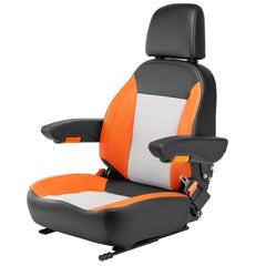 SEATIN front view of orange black seat showing ergonomic design and easy installation benefit