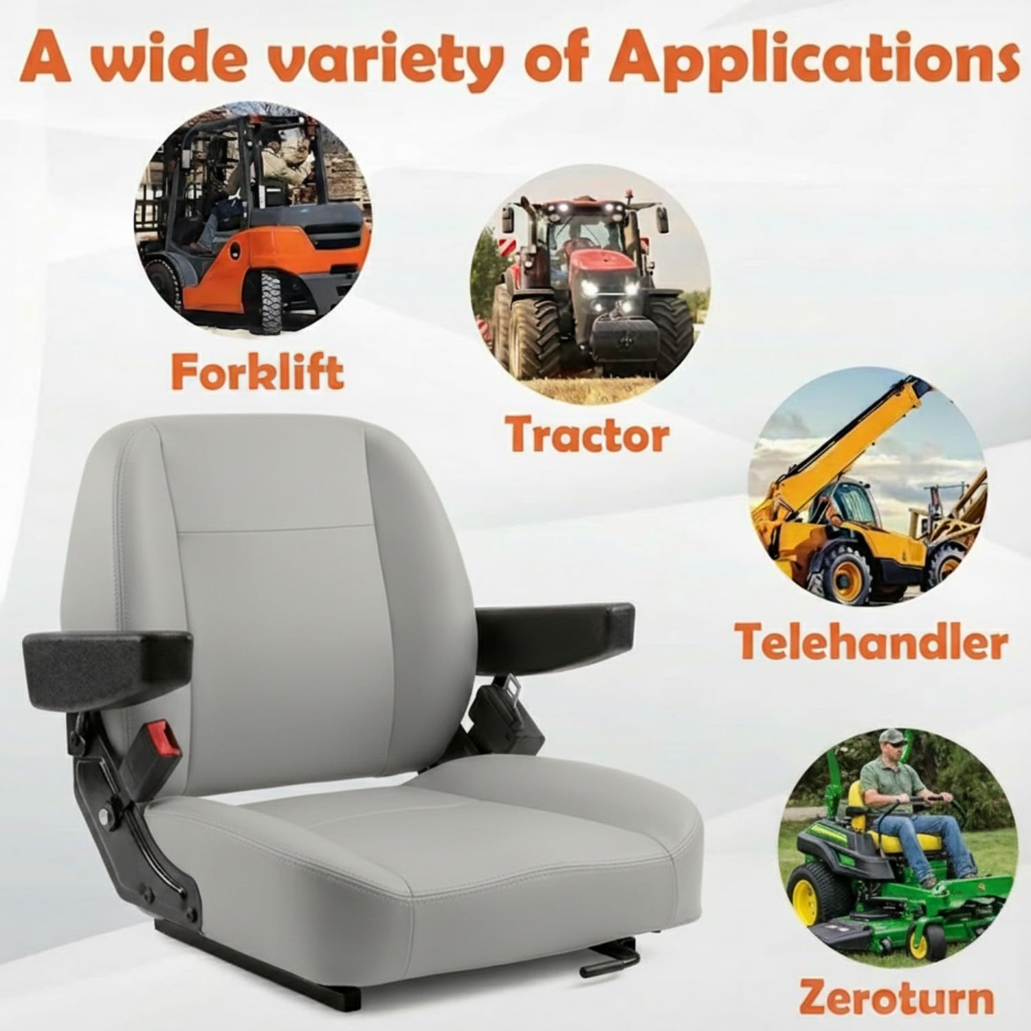 SEATIN installed on zero-turn mower showing real-world compatibility