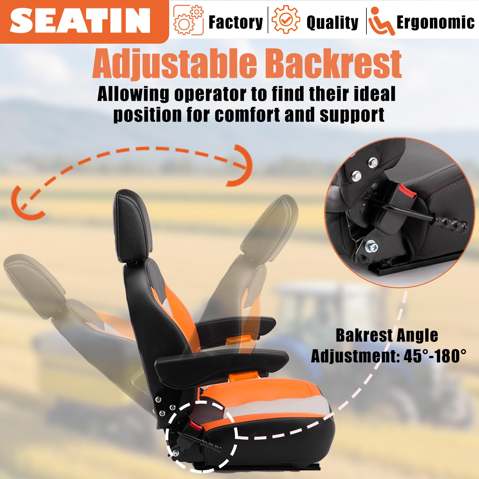 SEATIN adjustable mounting rail and bolt pattern demonstrating universal fit benefit