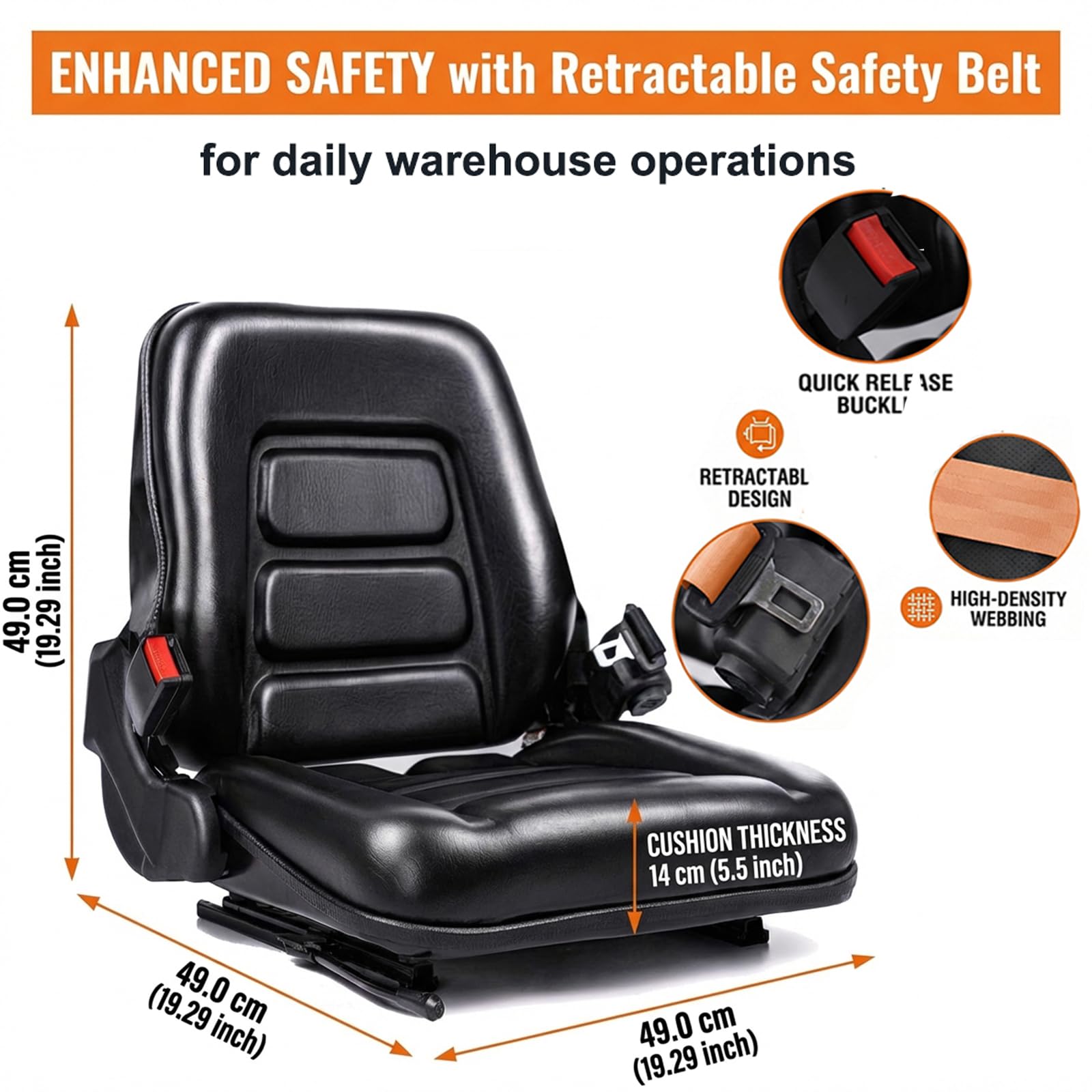 SEATIN safety belt latch closeup emphasizing secure restraint benefit