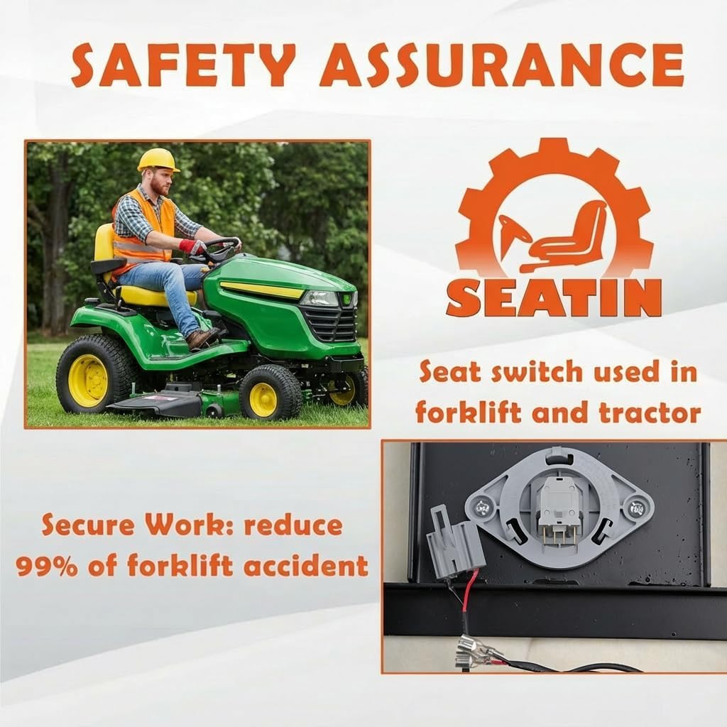 SEATIN seat switch and 70mm hole showing safety-interlock readiness