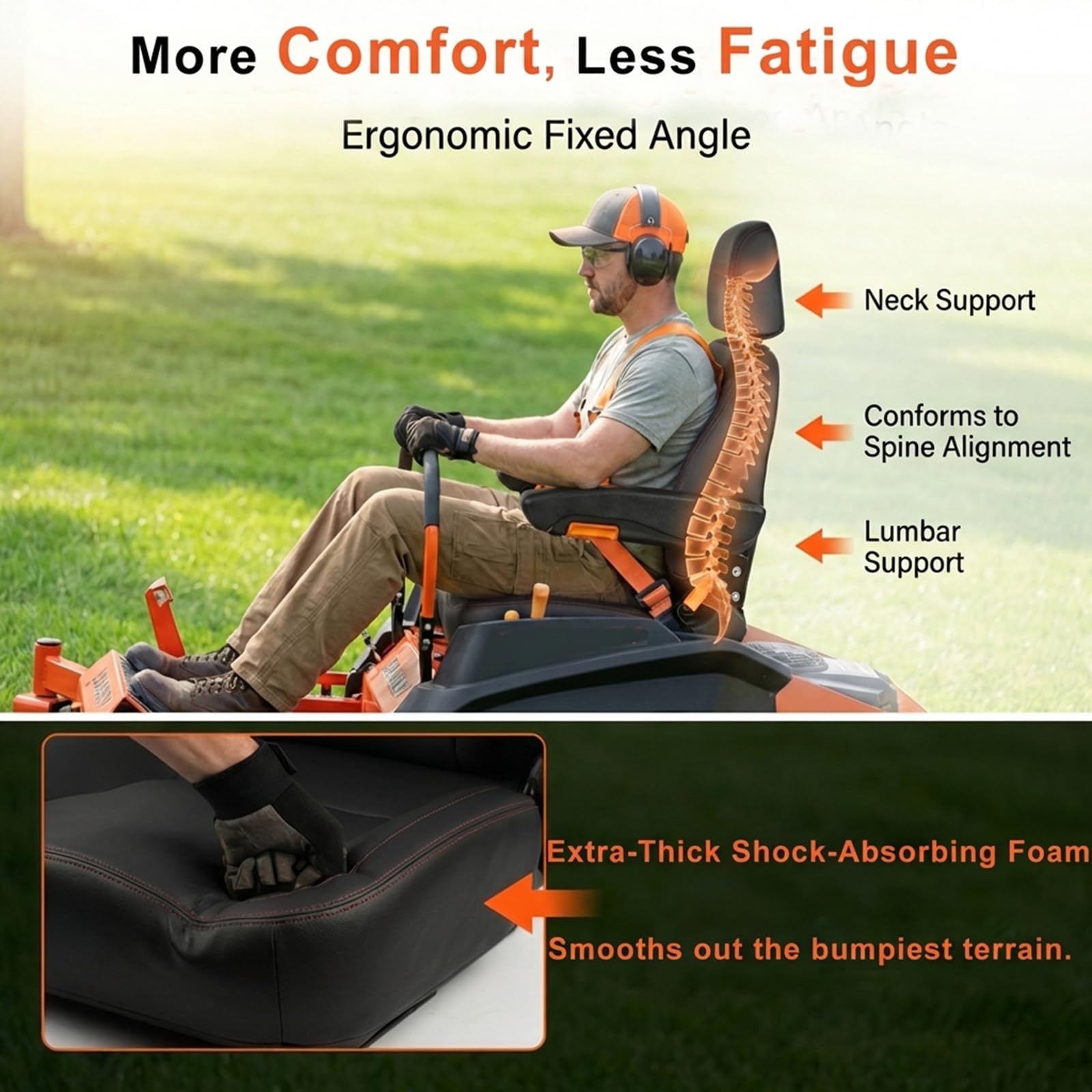 SEATIN side profile with adjustable armrest and headrest for posture