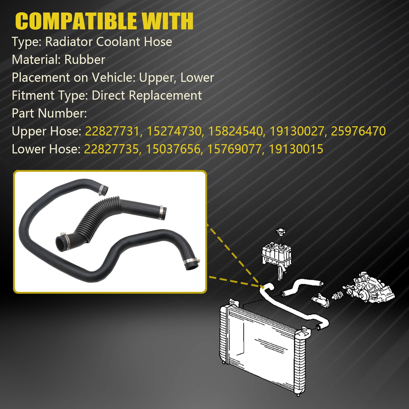 SecosAutoparts hoses beside ruler showing length and diameter accuracy for correct fit