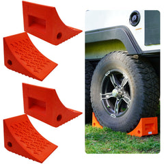 SECURITYMAN front-facing four-pack showing bright orange chocks for visibility