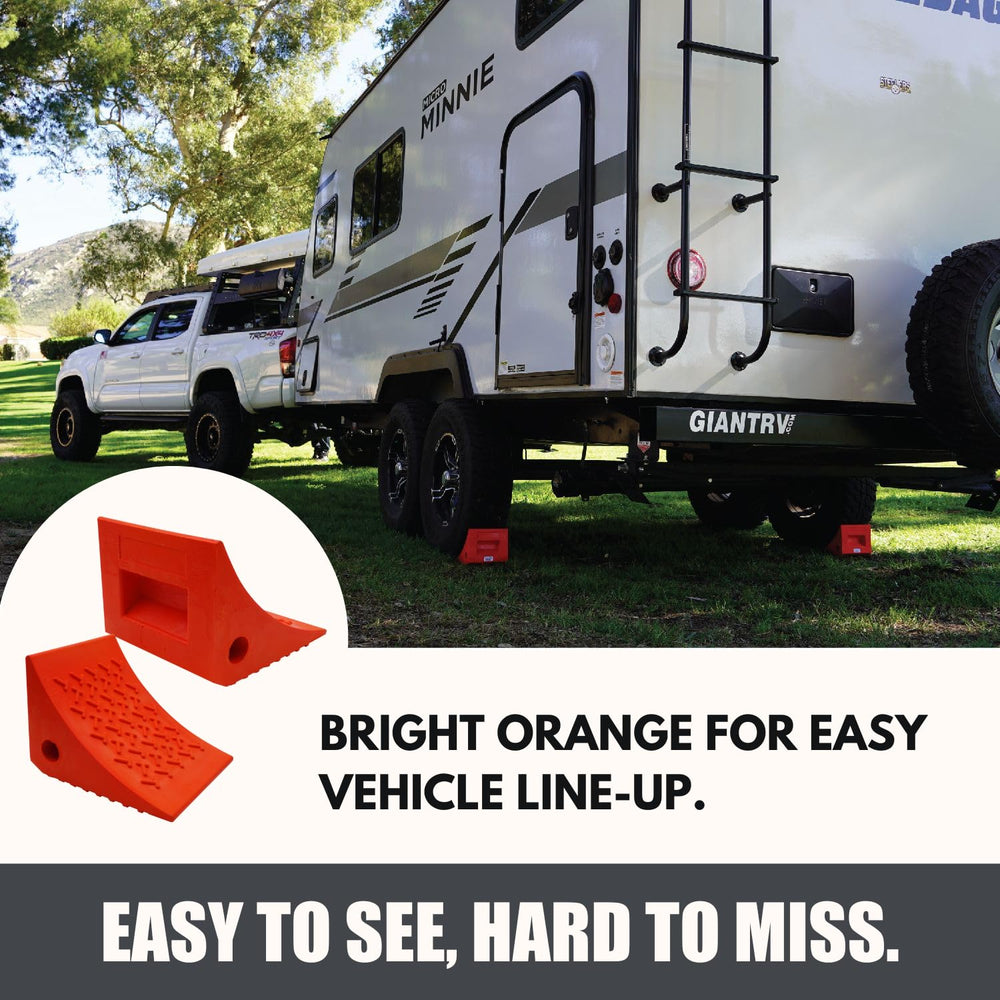 SECURITYMAN chocks staged at a campsite offering stable, confident parking