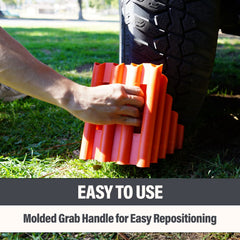 SECURITYMAN chock held in hand comparing size for portability and quick placement