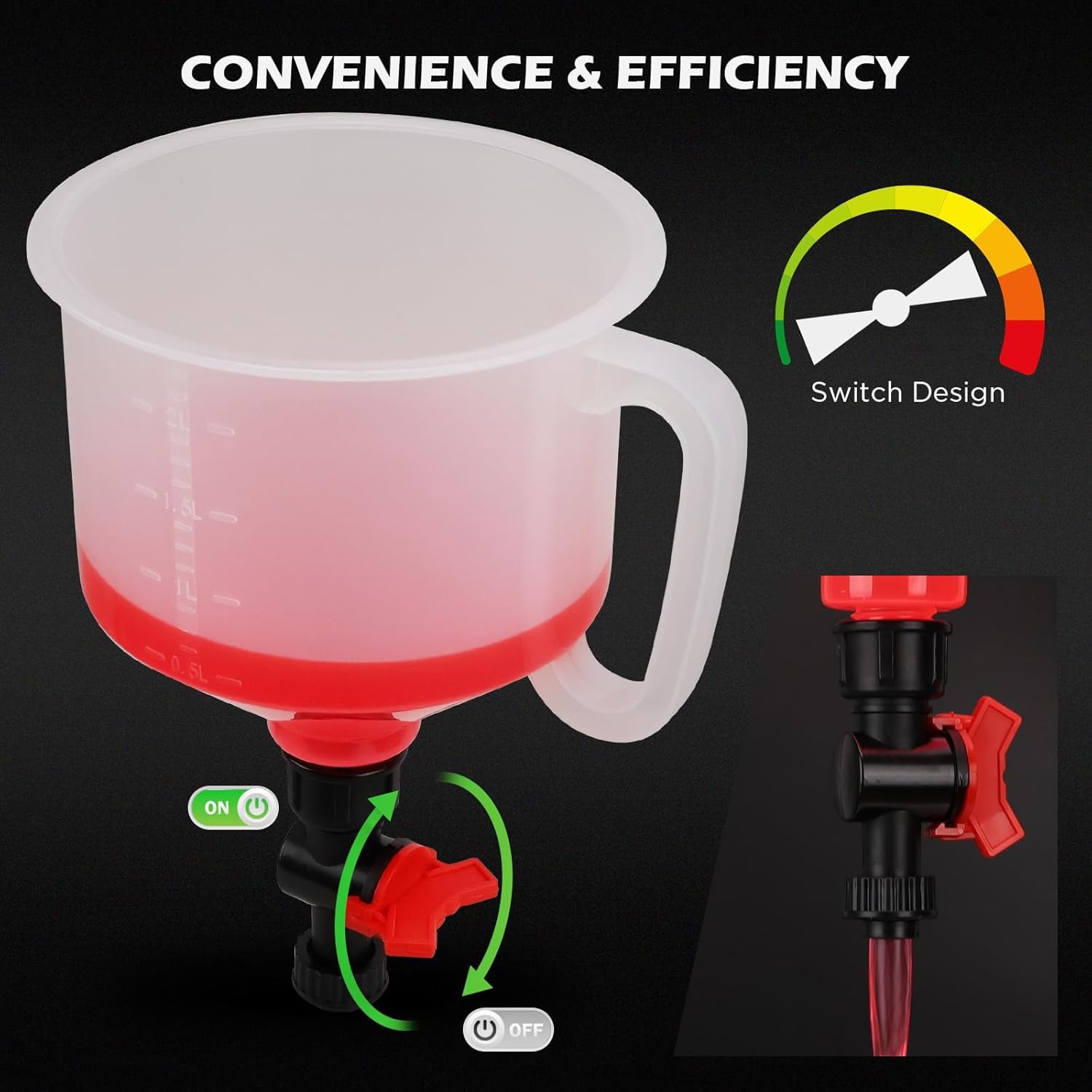 SEDY funnel fitted on radiator neck reducing spills during refill