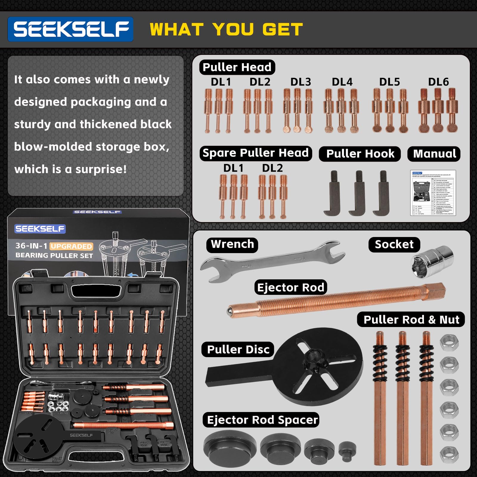 SEEKSELF organized storage layout showing labeled foam insert for fast part retrieval