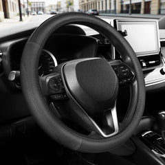 SEG Direct front view of steering wheel cover showing neat fit and upgrade benefit