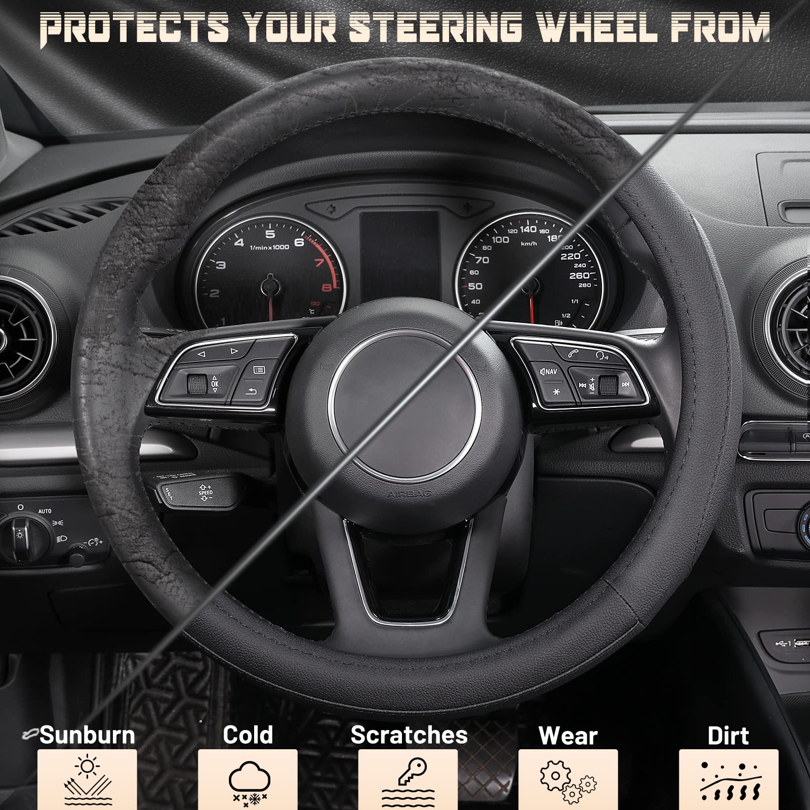 SEG Direct installed on steering wheel front view demonstrating improved grip