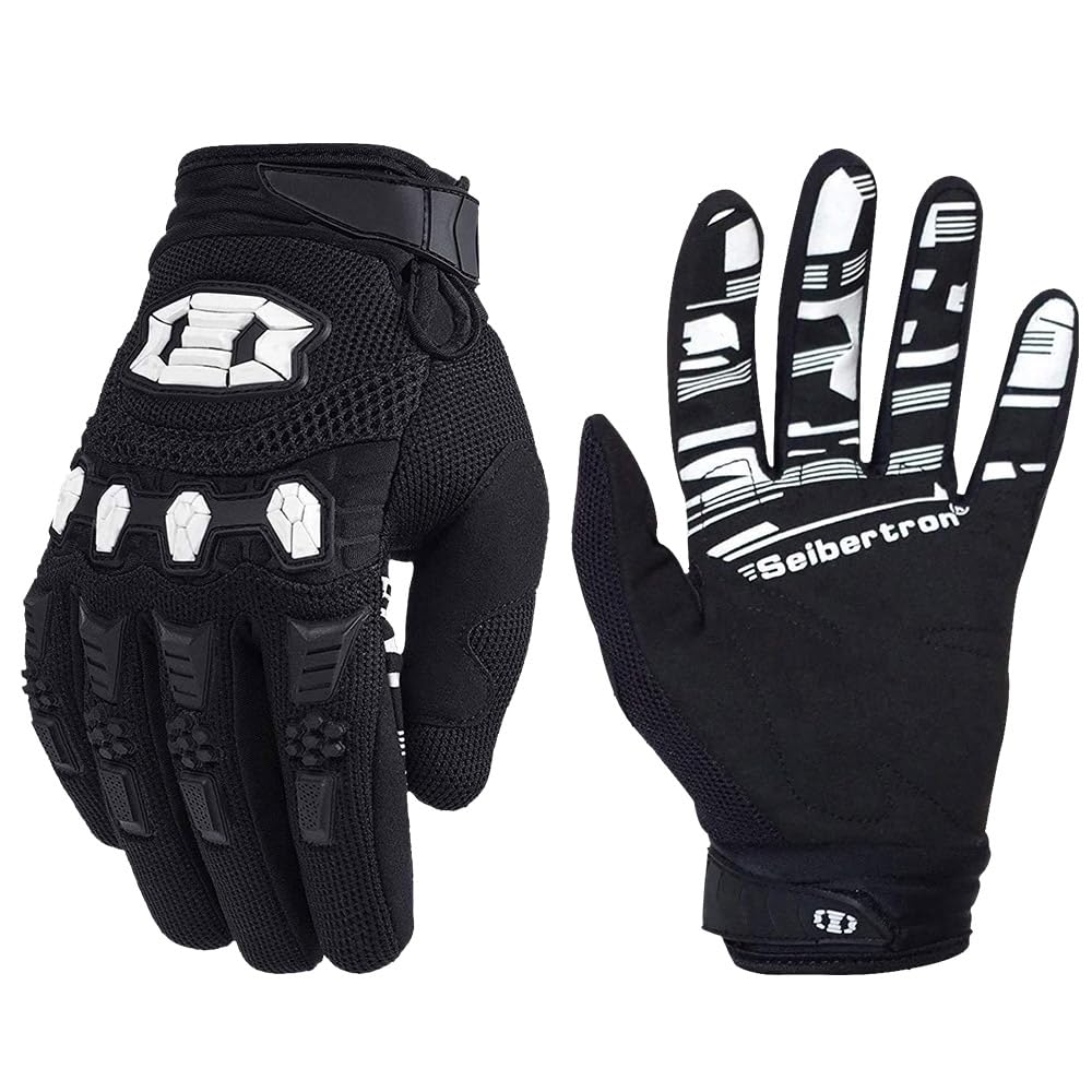 Seibertron front view black gloves showing fit and cuff comfort
