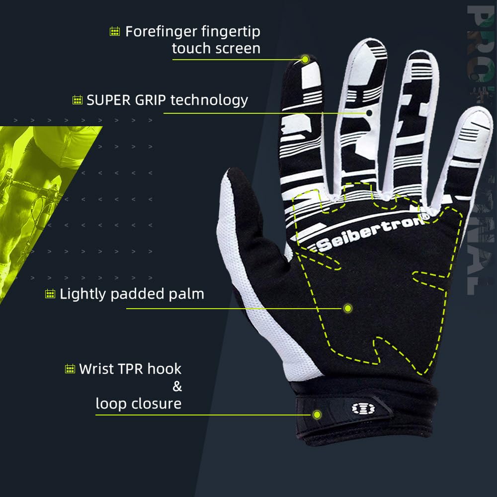 Seibertron glove on handlebar improving control during mountain biking