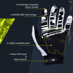 Seibertron glove on handlebar improving control during mountain biking