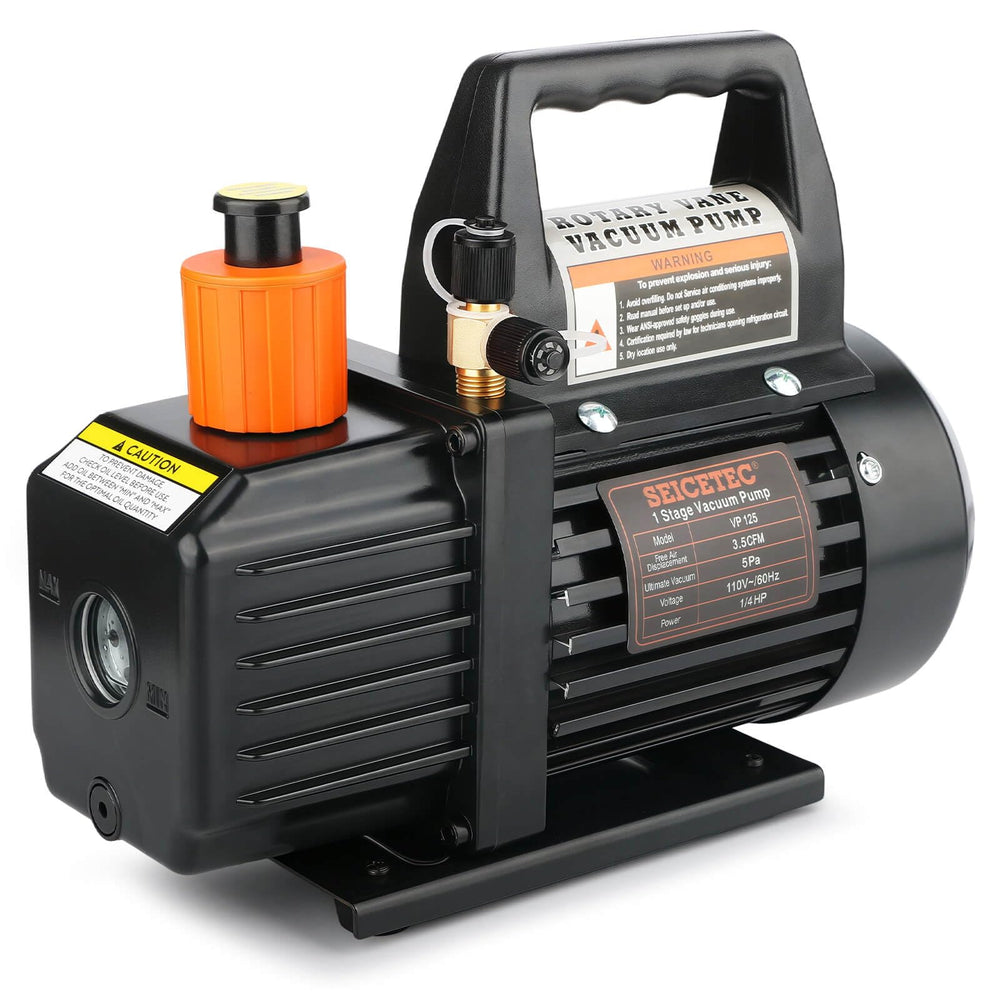 SEICETEC pump connected to an AC system during evacuation showing field use