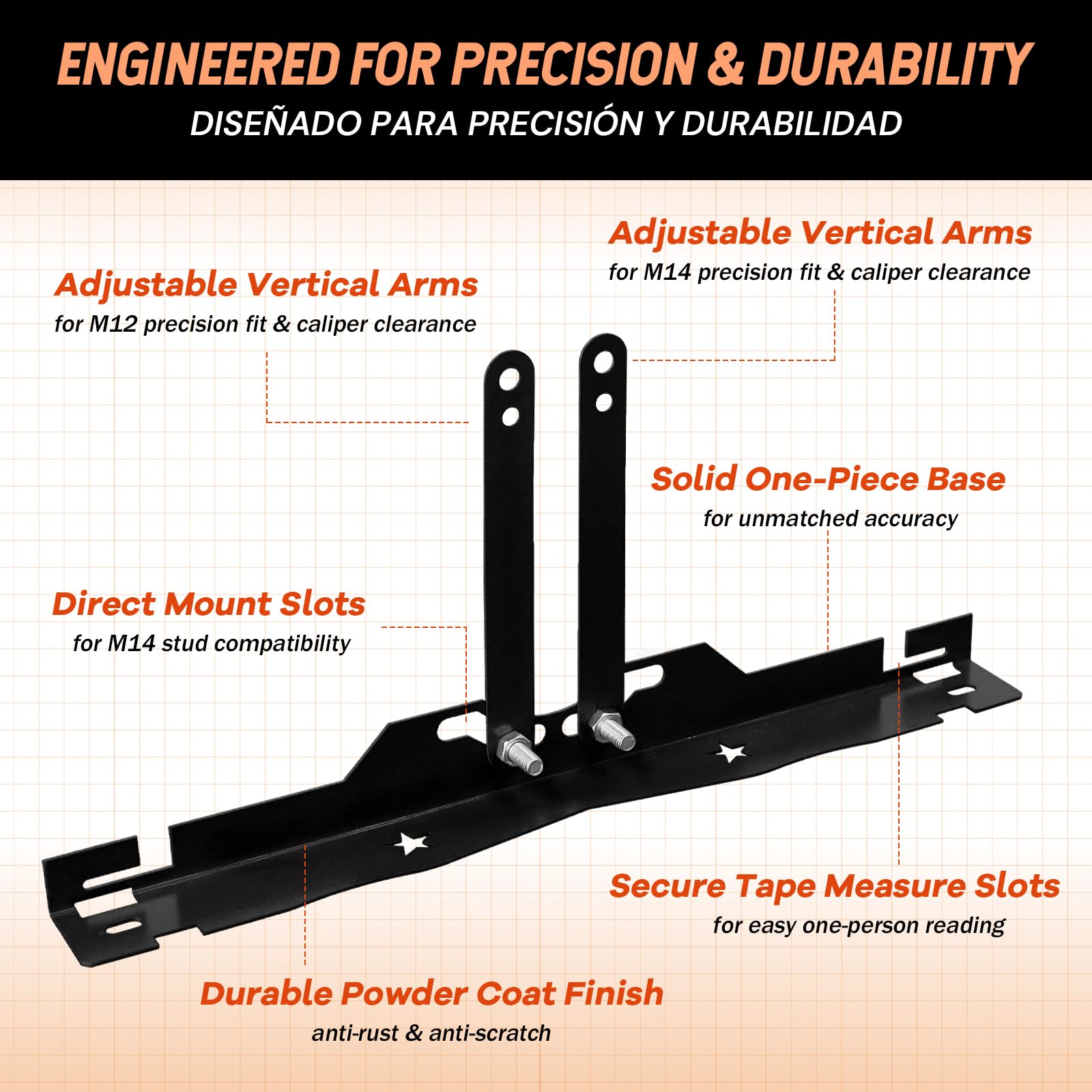 SEKAM adjustable vertical arm with dual M12 M14 holes for flexible fit