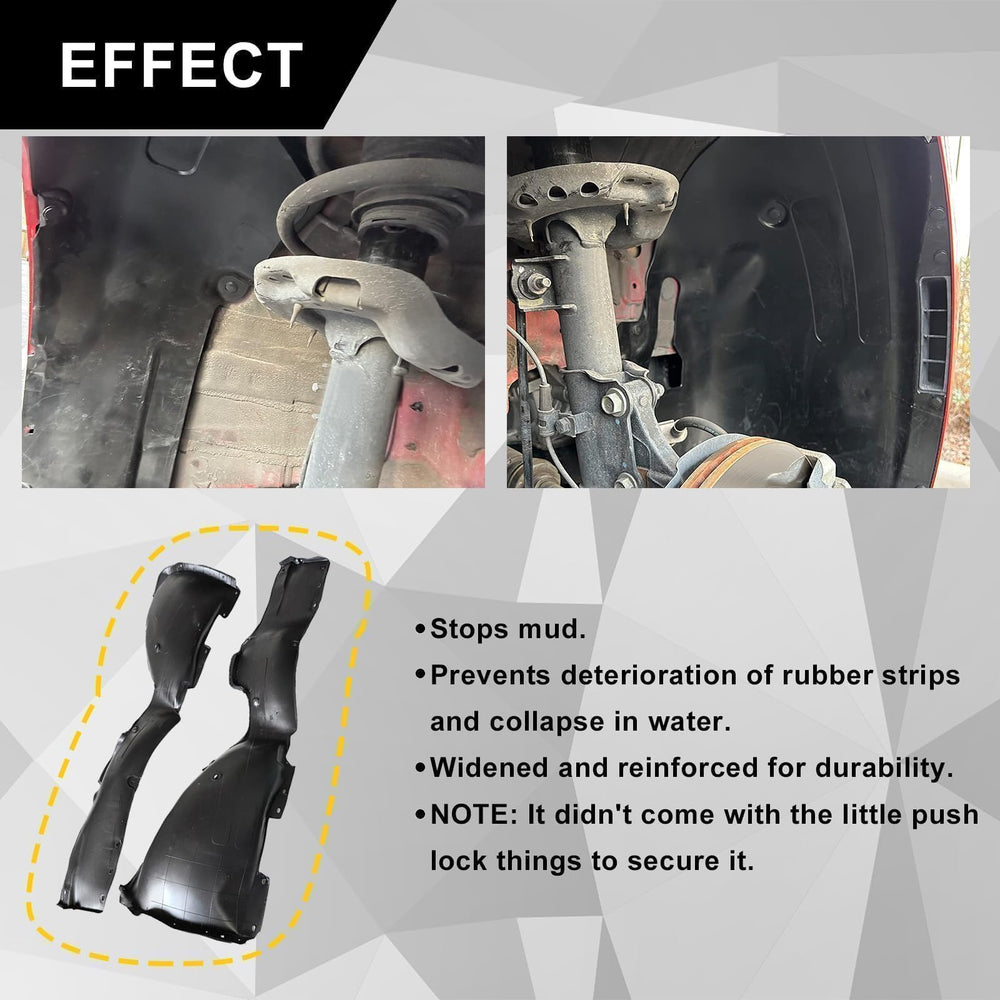 Sekeseauto liner installed in wheel well protecting components