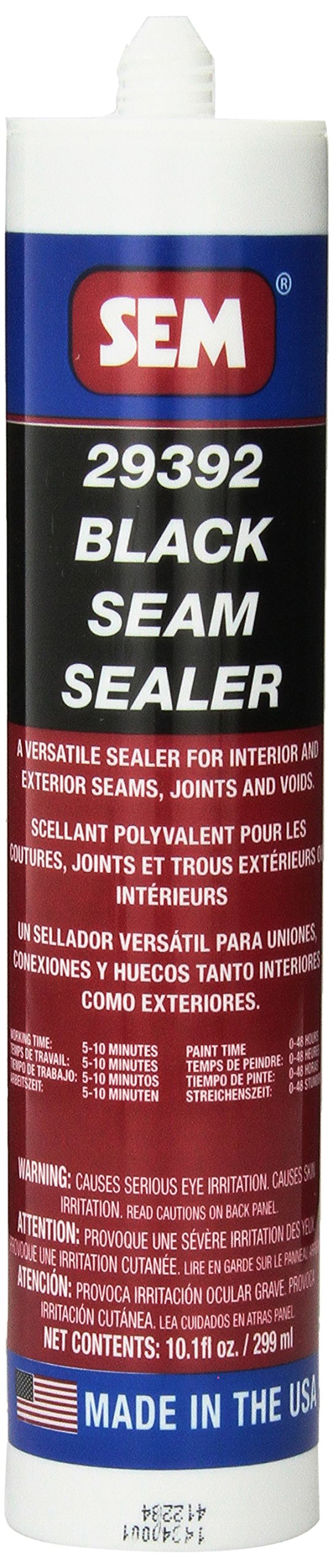 SEM 29392 front packaging showing black seam sealer cartridge and label for easy identification and use