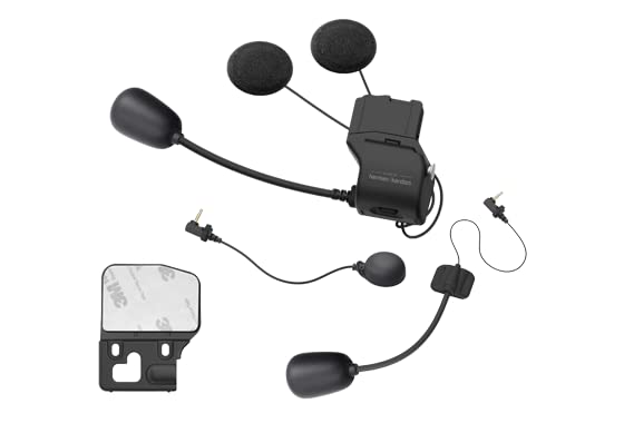 Sena 50S close-up of Harman Kardon speaker and microphone, enhanced voice pickup