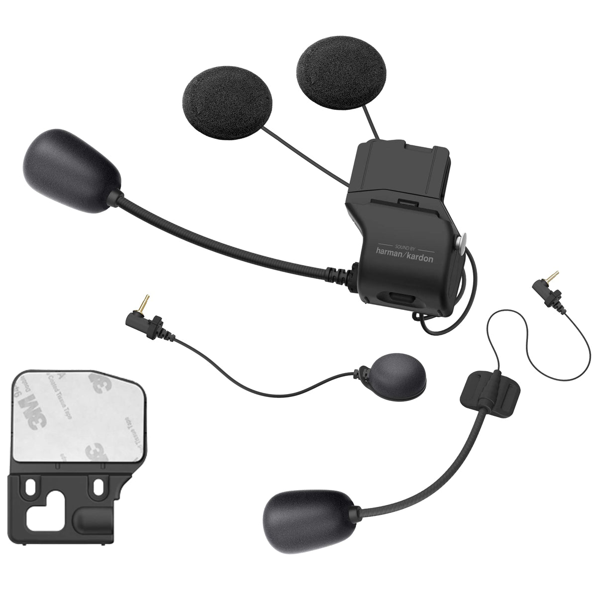 Sena 50S clamp kit front view showing black clamp and packaging, improved audio clarity