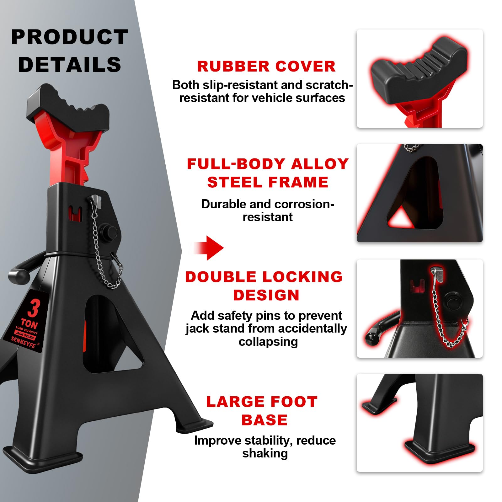 SENKEYFE rubber top close-up protecting vehicle frame and preventing scratches