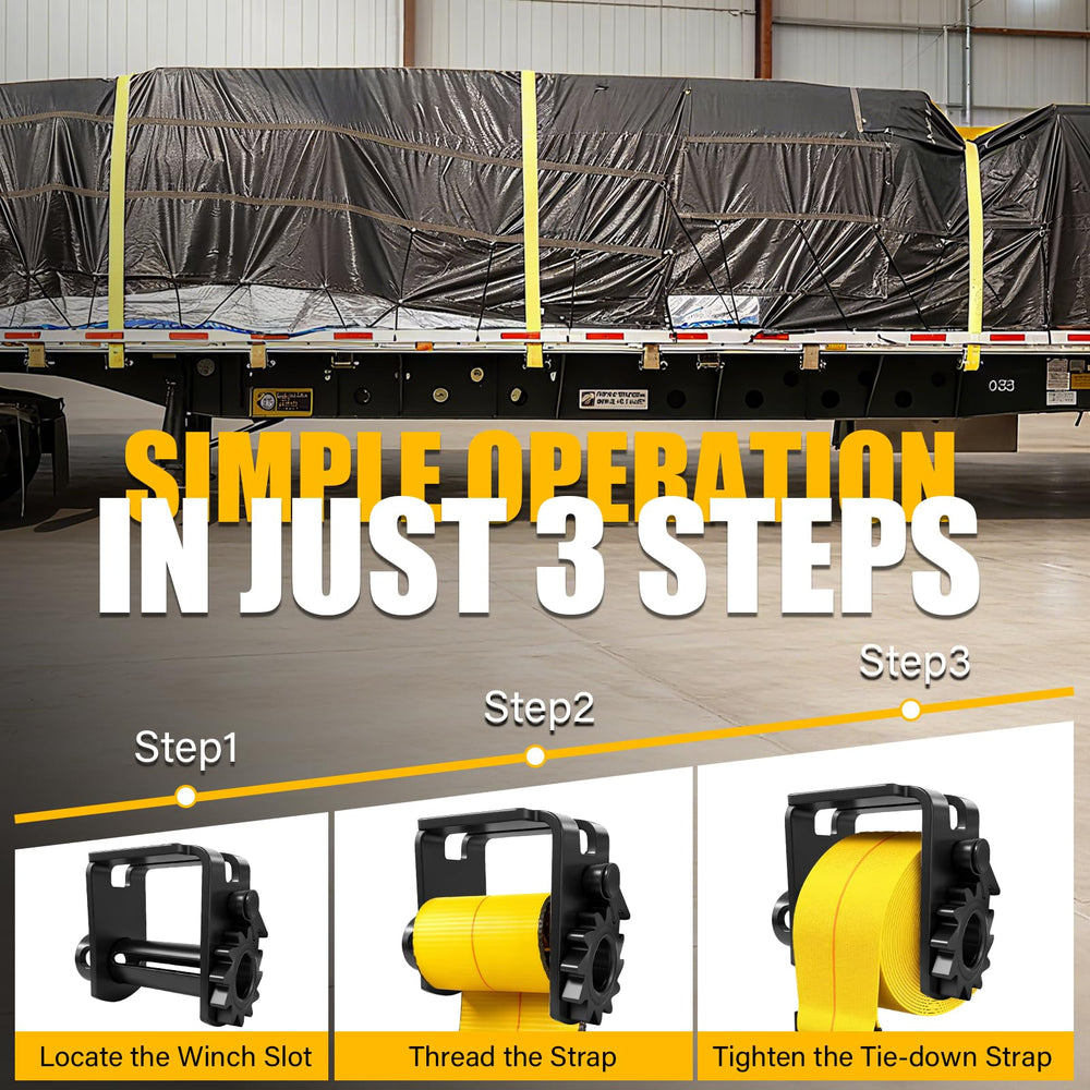 SENKEYFE winch next to ruler showing compact dimensions for tight trailer spaces