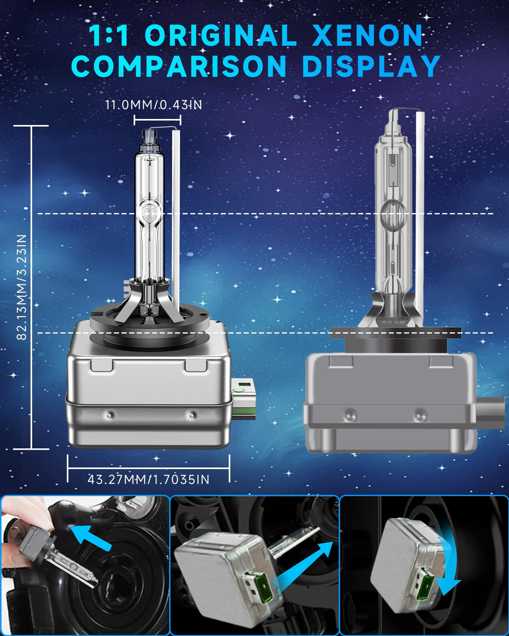 SENROBO night road beam comparison illustrating improved visibility