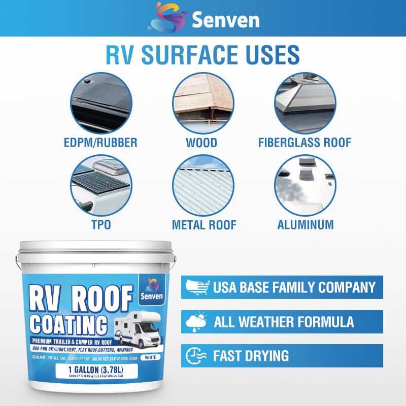 SENVEN coated fiberglass RV roof illustrating reflective white surface and cooling benefit