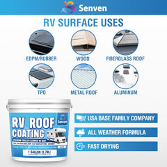 SENVEN coated fiberglass RV roof illustrating reflective white surface and cooling benefit