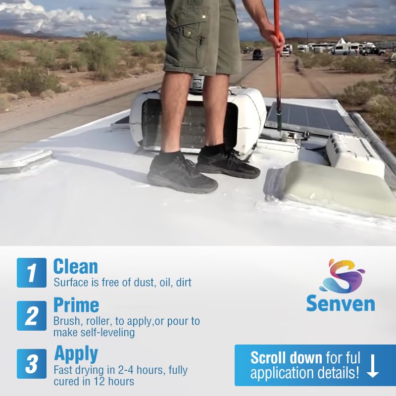 SENVEN coverage comparison with tape showing area per gallon and efficient use