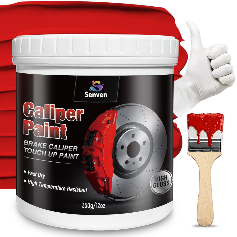 SENVEN red caliper paint 12 fl oz bottle showing front label and gloss benefit
