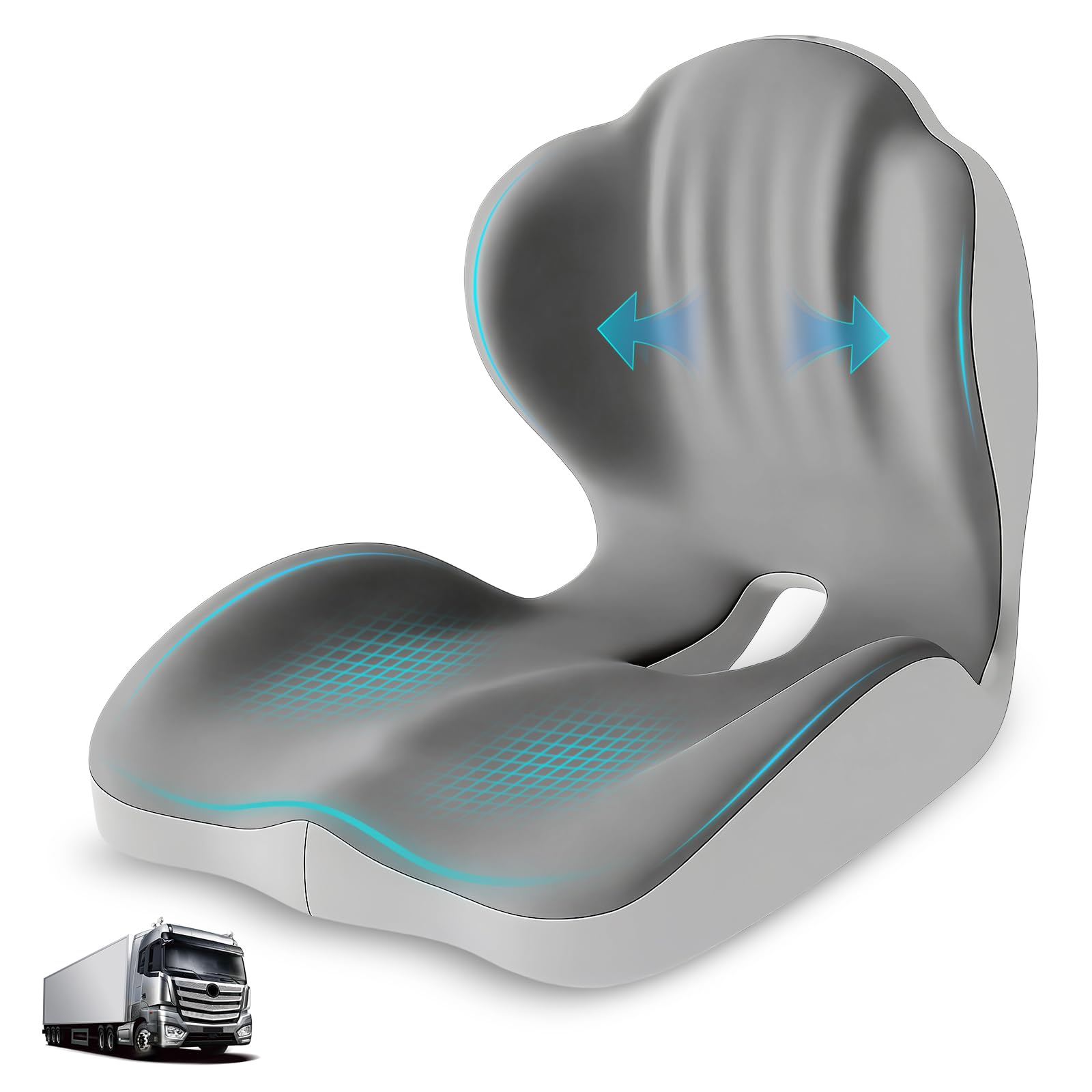 Serdyes front view of L-shaped seat cushion showing supportive shape and comfort