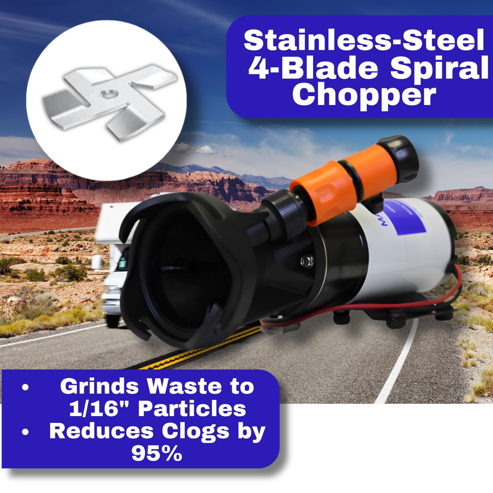 SewerFlo macerator cutting blades close-up for reliable clog reduction