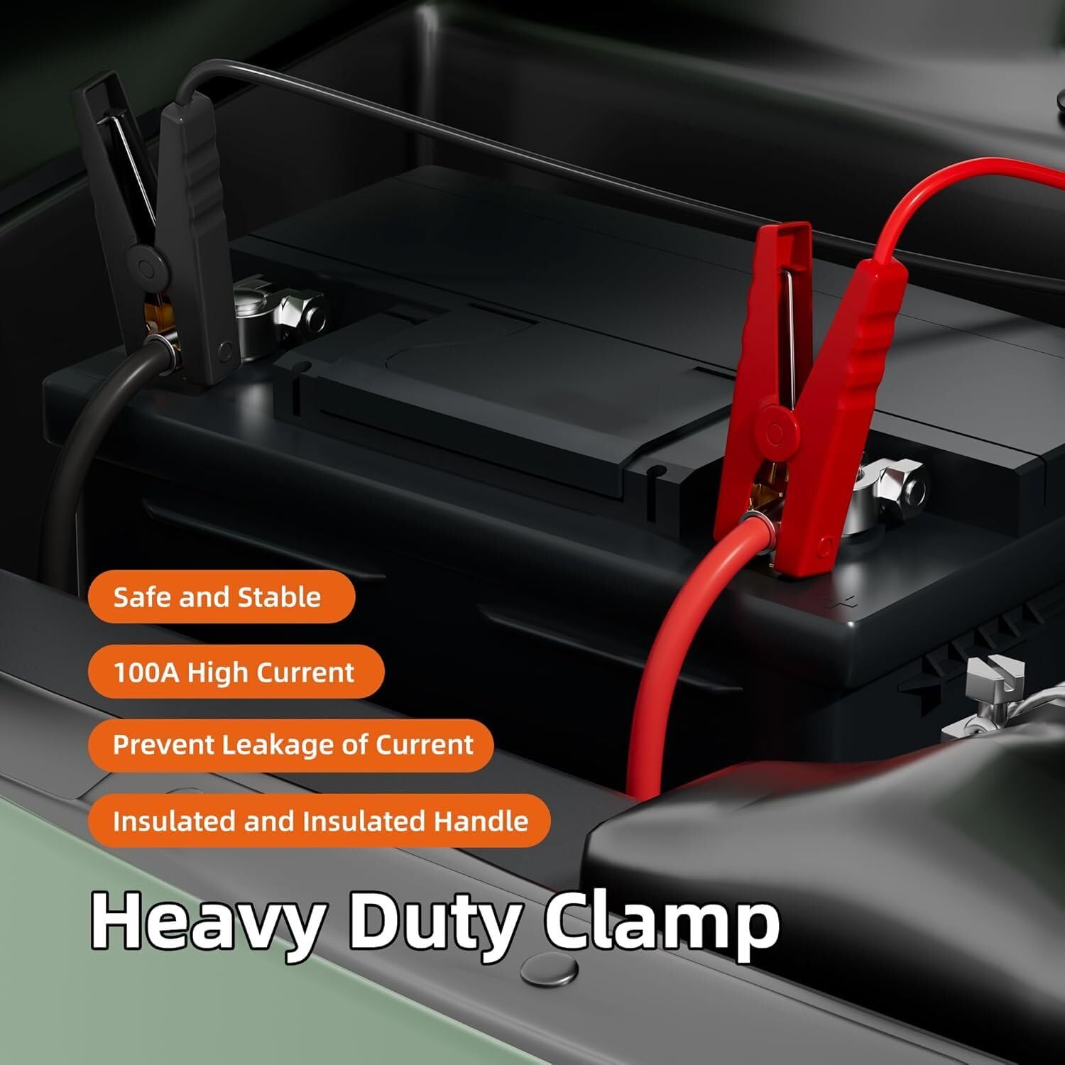 Sfablosm in use on car battery illustrating quick jump-start benefit
