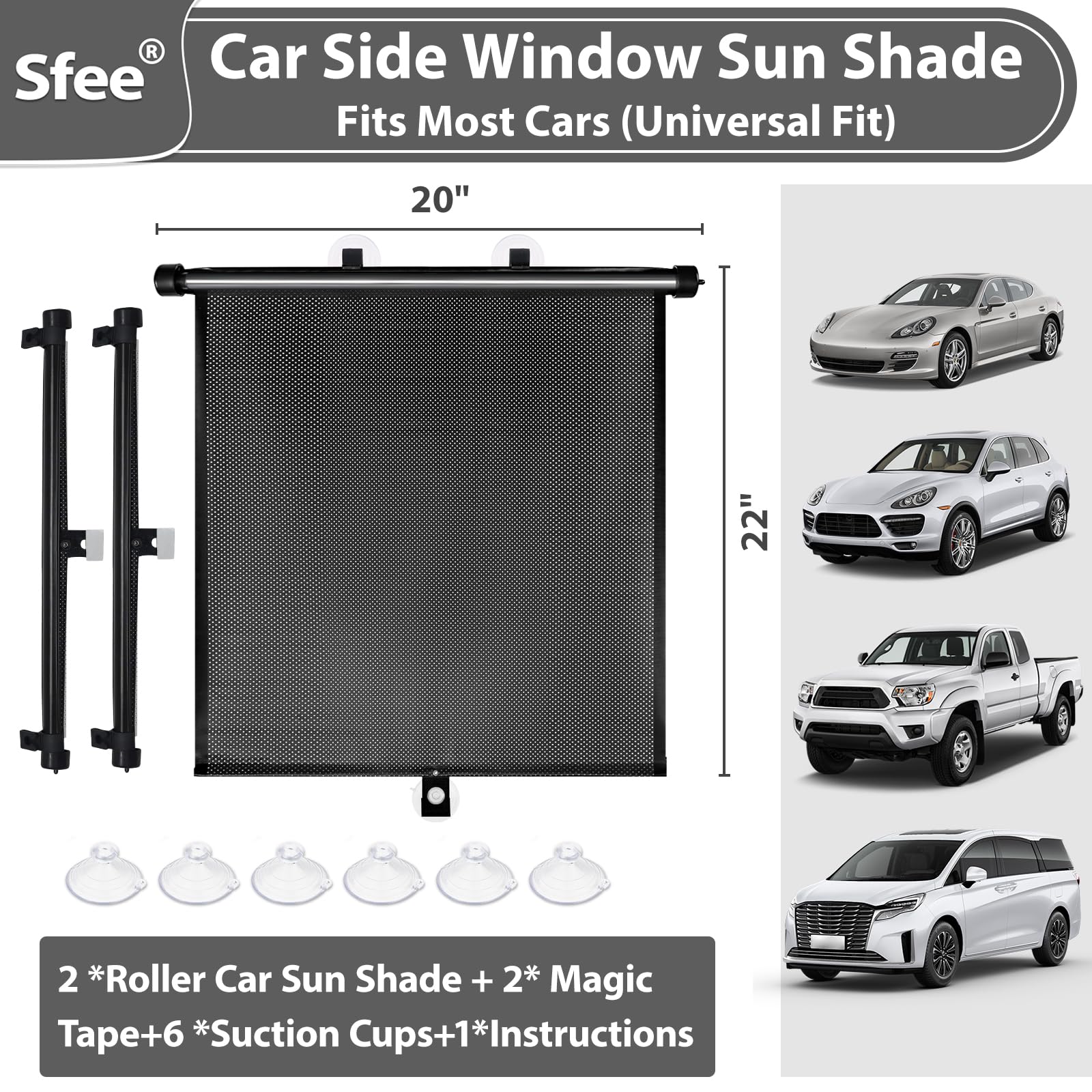 Sfee shade installed beside a child seat demonstrating sun protection for kids