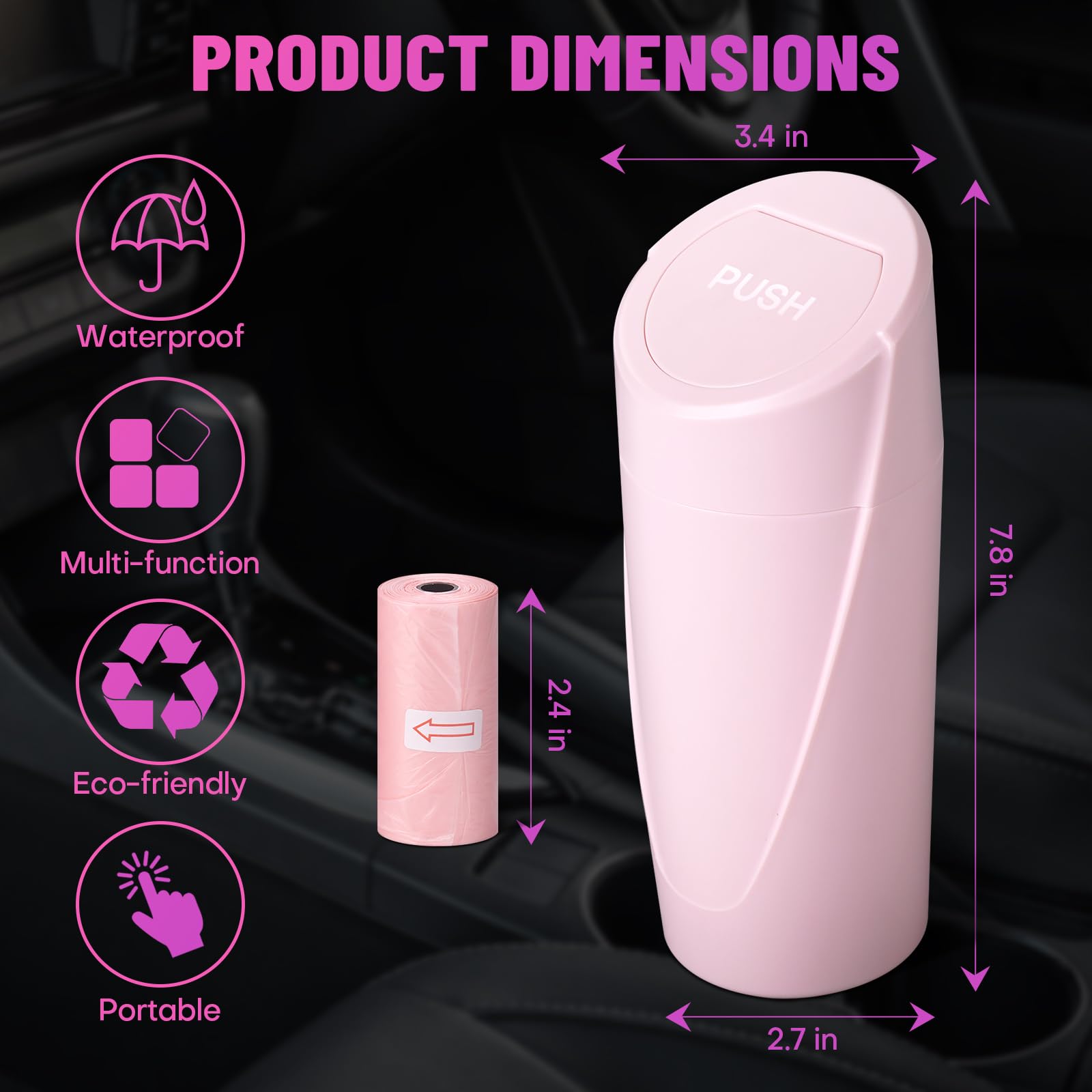 SGLRT placed on car backseat to show size and protect upholstery from messes