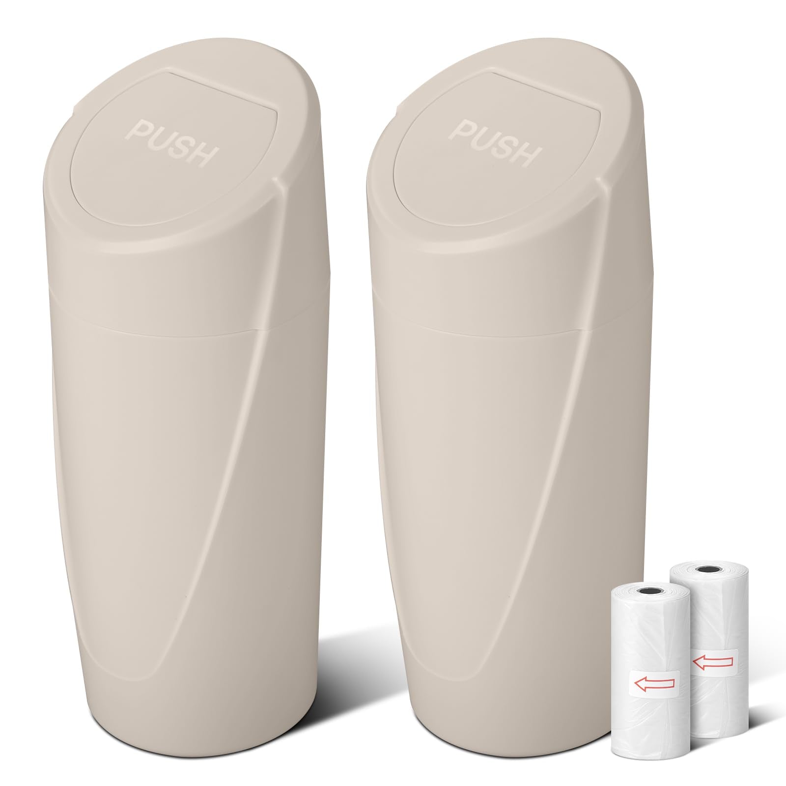 SGLRT front view of beige car trash can showing compact design and neat storage