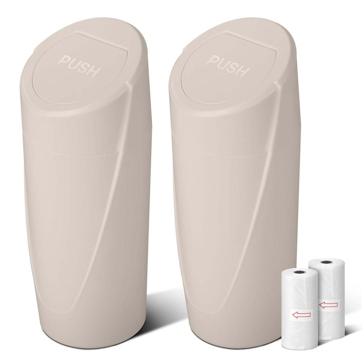 SGLRT front view of beige car trash can showing compact design and neat storage