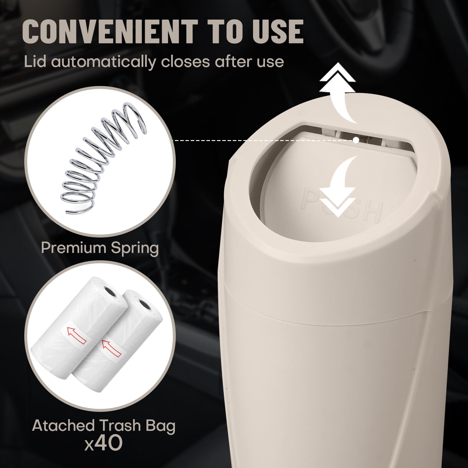 SGLRT lifestyle image in backseat showing tidy cabin and organized storage