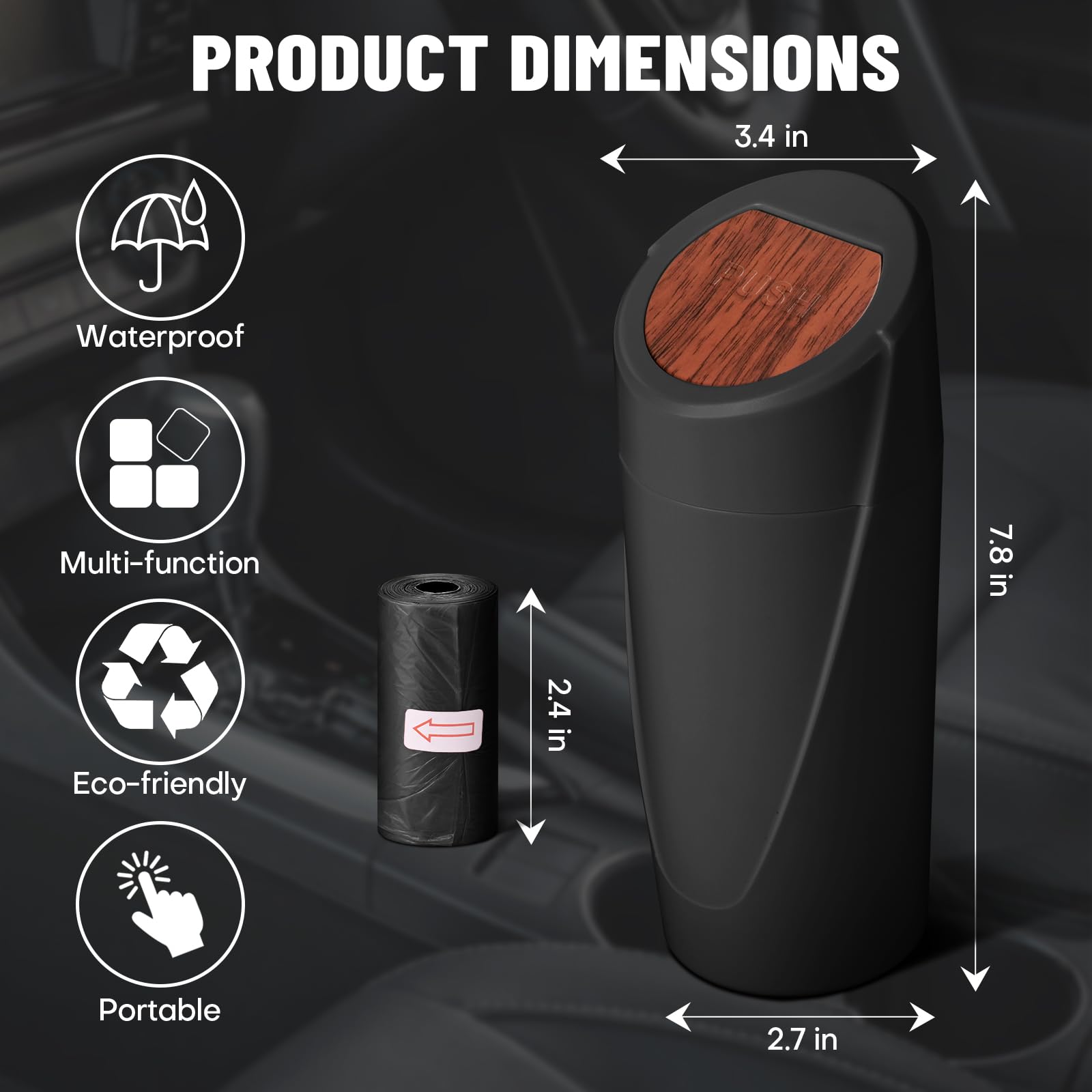 SGLRT next to a water bottle showing compact scale and fit in cars