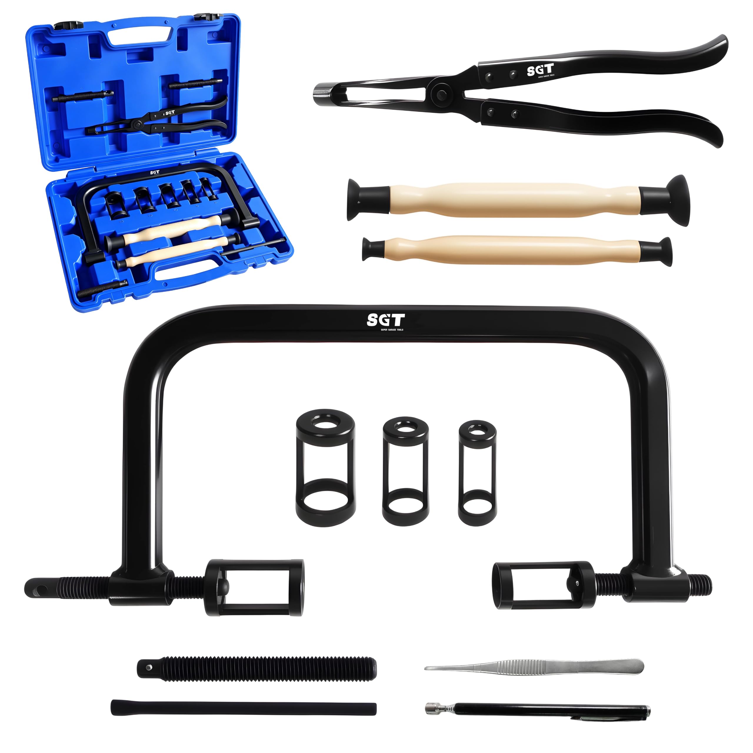 SGT SUPER GARAGE TOOLS front packaging showing full 15-piece kit for convenience