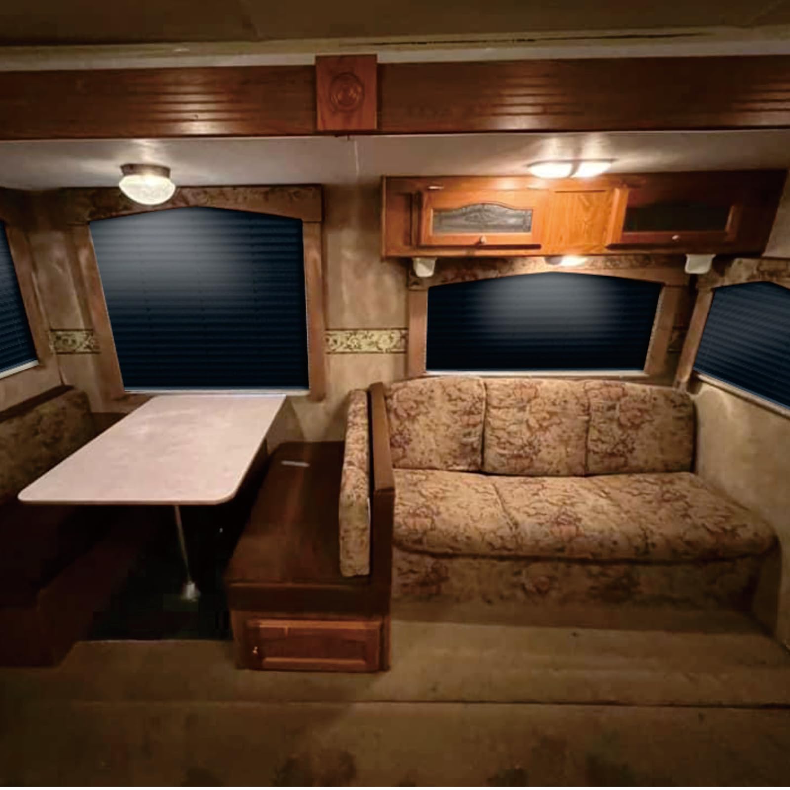 SHADEPLUS lifestyle shot in camper interior enhancing comfort and privacy