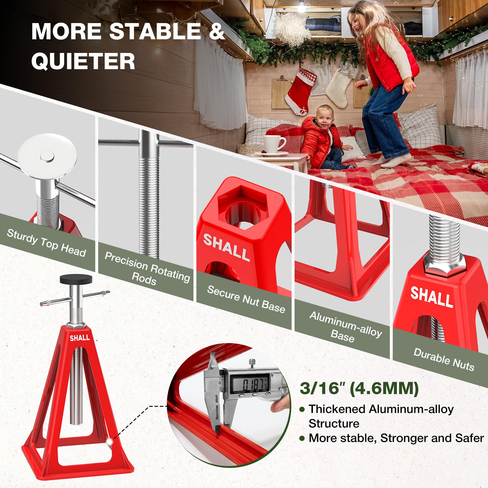 SHALL nested jack stands compact for storage and easy transport