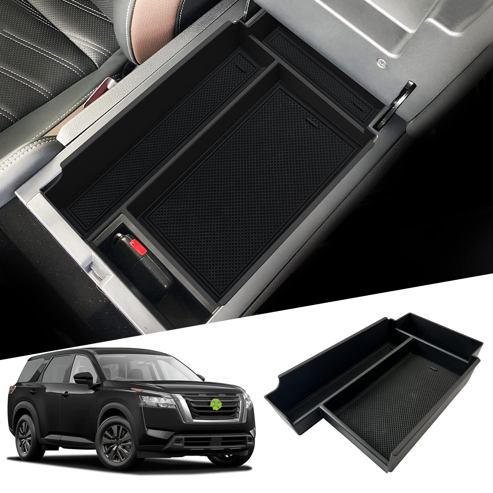 SHAOHAO lifestyle shot of Pathfinder interior with tray keeping center console tidy