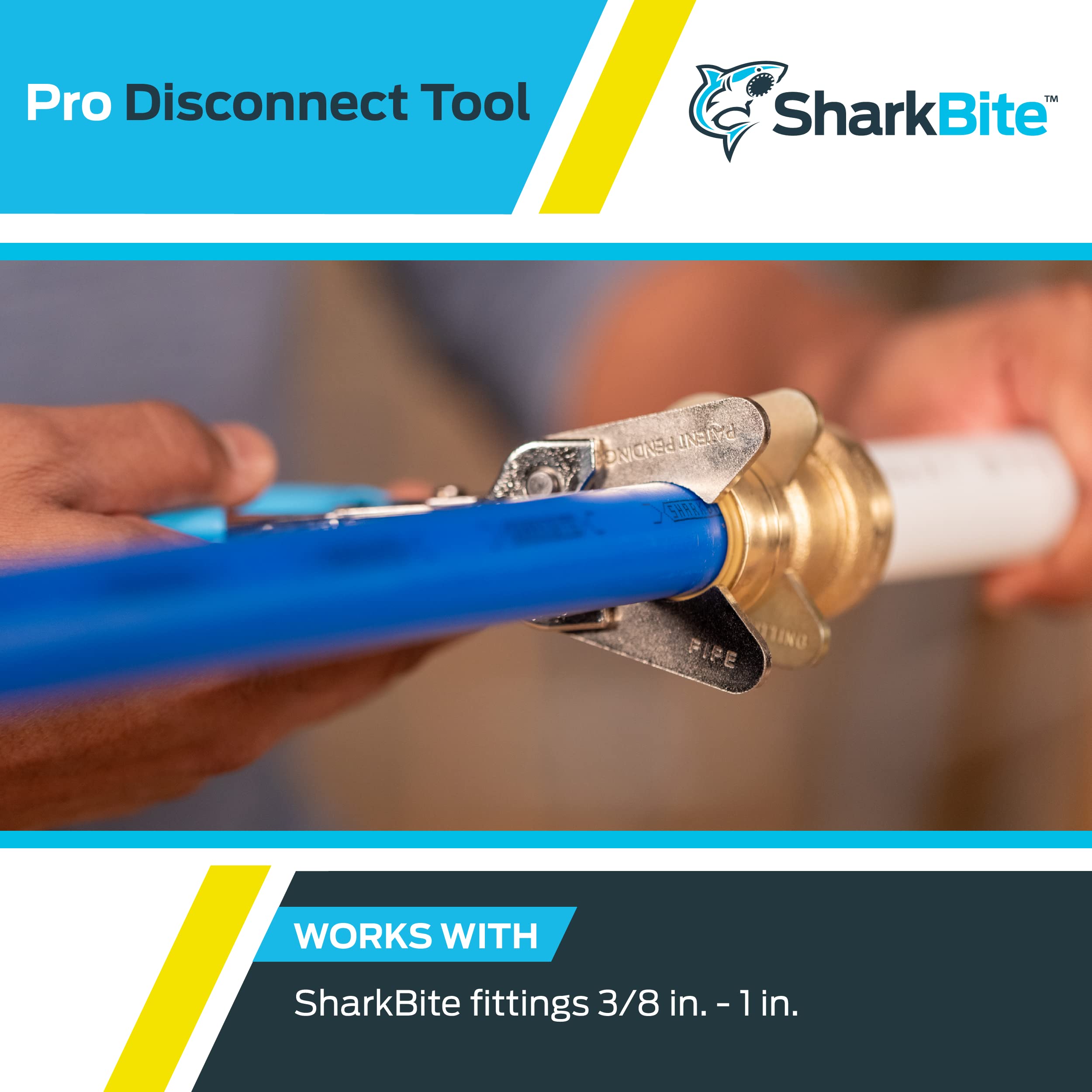 SharkBite next to ruler for scale showing compact size for tight spaces